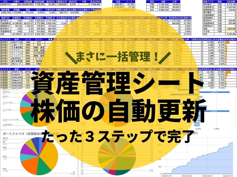 資産管理シートで株価や基準価額の現在値を自動更新させる手順 たかやんの高配当株投資術